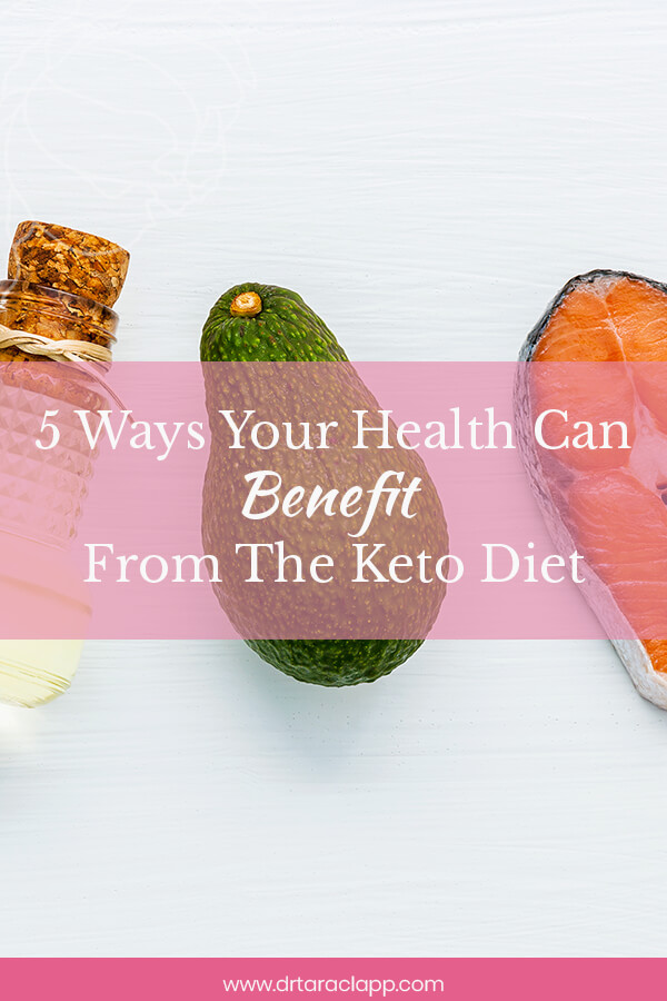 seeds, eggs, avocado, salmon and oil on table - 5 Ways Your Health Can Benefit From The Keto Diet - Article by Dr. Tara Clapp, ND